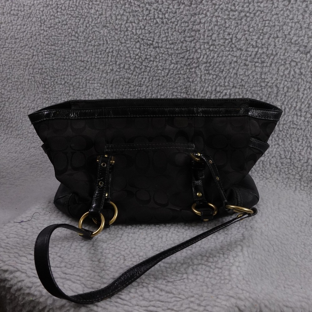Coach Signature Hampton Satchel Black Jacquard Leather Handbag 10630